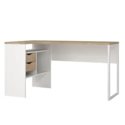 Bureau hoek Wit/Naturel - 145x80x75cm - Function Plus