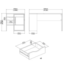Bureau hoek Wit/Naturel - 145x80x75cm - Function Plus