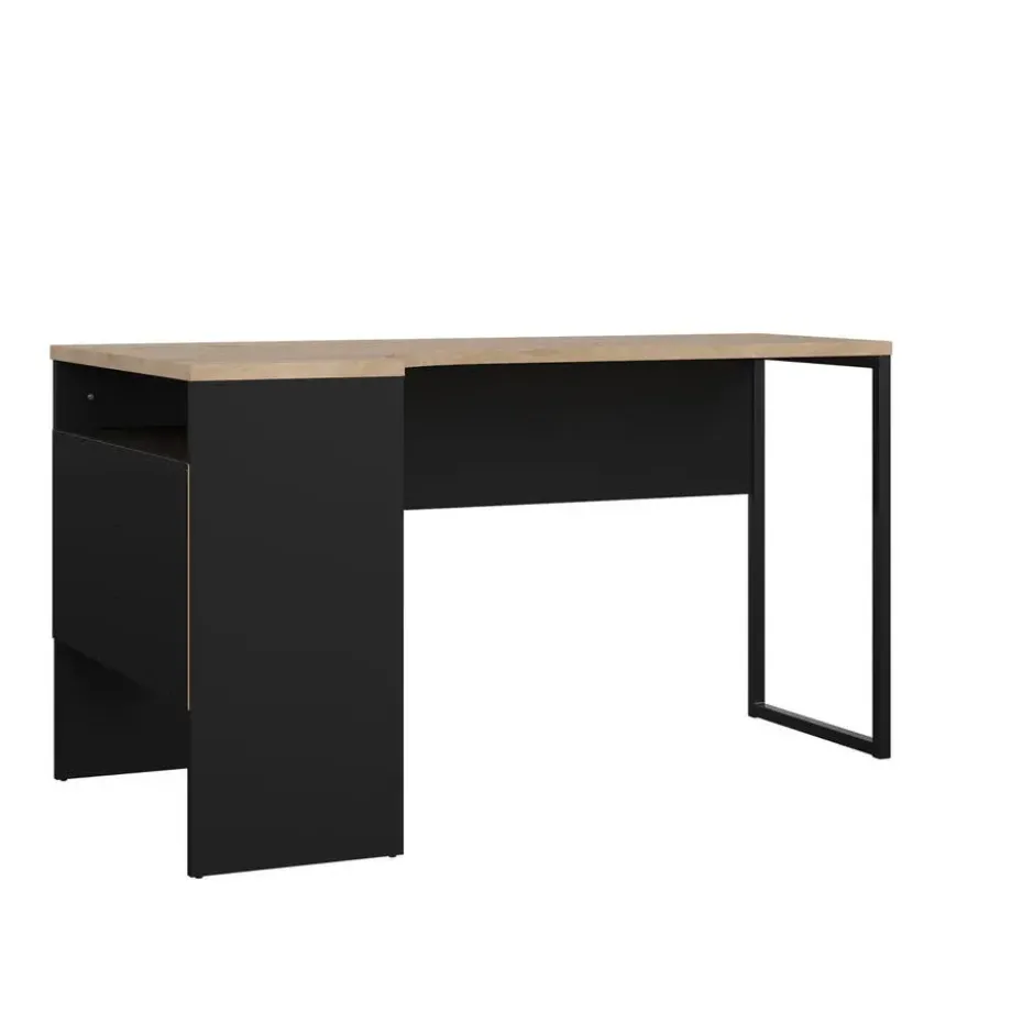 Bureau hoek Zwart/Naturel - 145x80x75cm - Function Plus