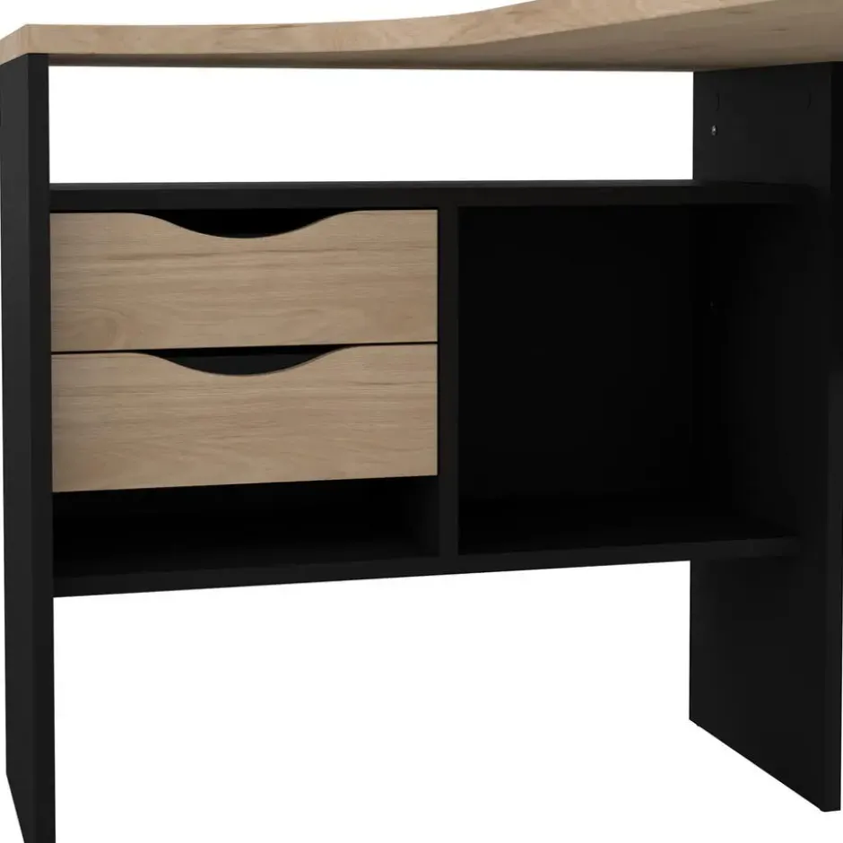 Bureau hoek Zwart/Naturel - 145x80x75cm - Function Plus