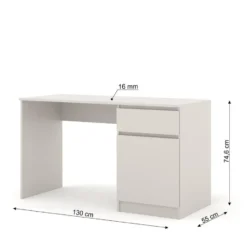 Bureau MAJA 130 cm kasjmier met lade en kast