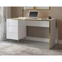 Bureau MARZIALO - 142.4 cmx59 cmx75.6 cm - Wit Hout paneel