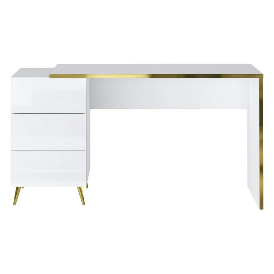 Bureau MARZIALO - 142.4 cmx59 cmx75.6 cm - Wit Hout paneel