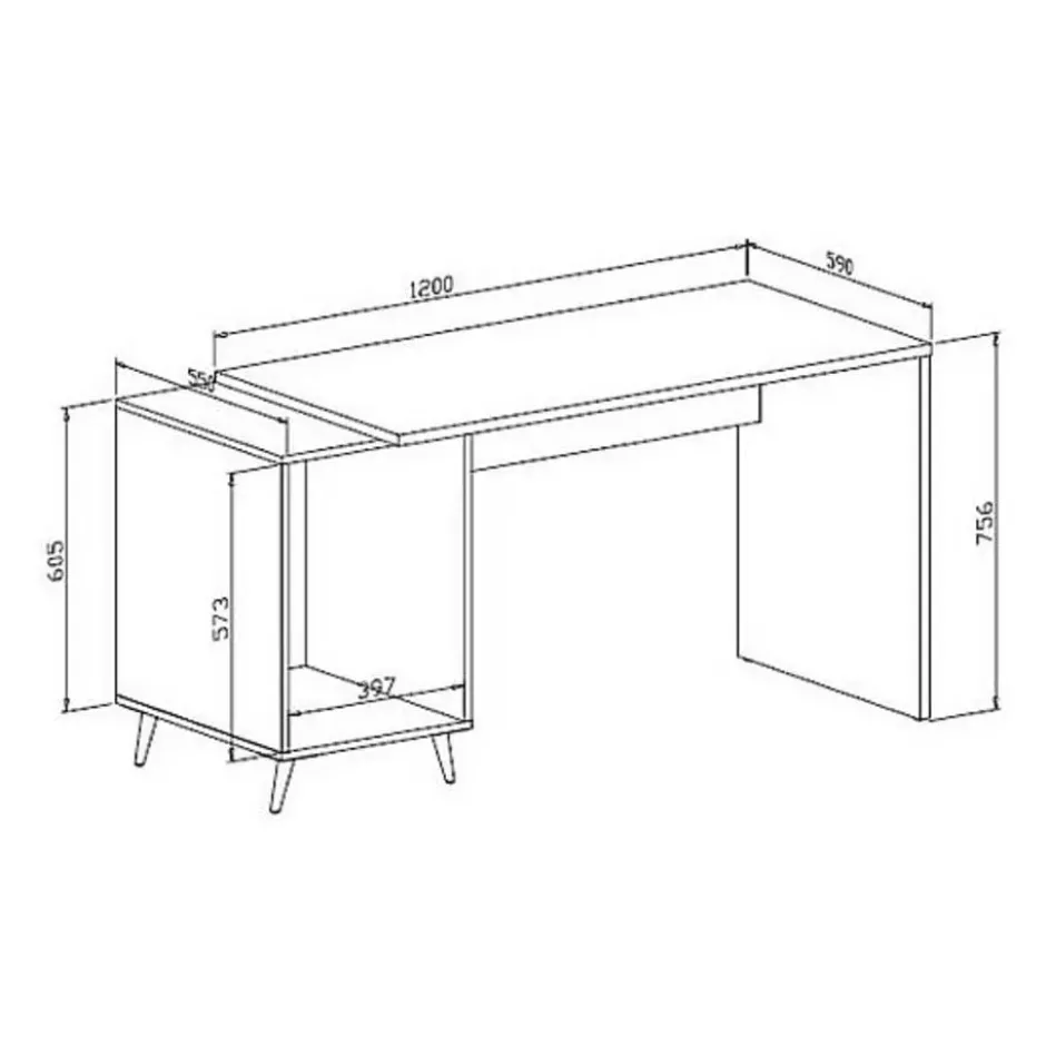 Bureau MARZIALO - 142.4 cmx59 cmx75.6 cm - Wit Hout paneel