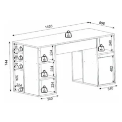 Bureau MELAVA - 145.3 cmx59.6 cmx74.4 cm - Natuurlijk licht Wit Hout paneel