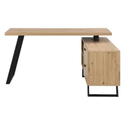 Bureau NAYARO - 150 cmx120 cmx75 cm - Zwart Natuurlijk licht Hout paneel