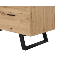 Bureau NAYARO - 150 cmx120 cmx75 cm - Zwart Natuurlijk licht Hout paneel