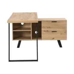 Bureau NAYARO - 150 cmx120 cmx75 cm - Zwart Natuurlijk licht Hout paneel