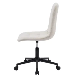 Bureaustoel van beige stof met metalen onderstel