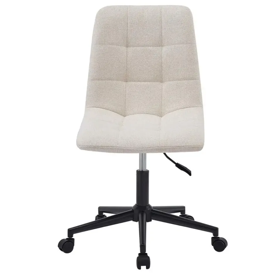 Bureaustoel van beige stof met metalen onderstel