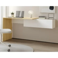 Bureautafel MOLAWA - 150 cmx55 cmx74.5 cm - Natuurlijk licht Wit Hout paneel