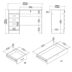 Bureau Wit - 110x75x50cm - Function Plus
