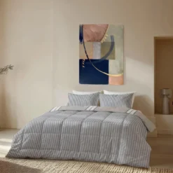 Byrklund - Dekbed zonder overtrek Lined Up - 140x200 cm - Zand / Antraciet