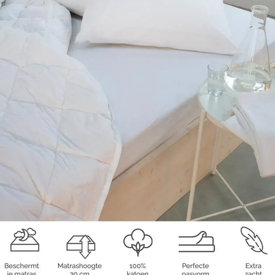 Byrklund - Molton Bed Basics Multifit - 160x200 cm - Wit