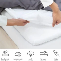 Byrklund - Molton Bed Basics Multifit Topper - 160x200 cm - Wit
