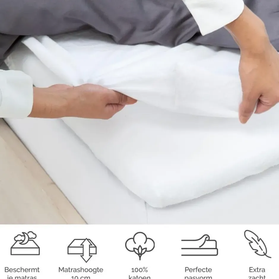 Byrklund - Molton Bed Basics Multifit Topper - 160x200 cm - Wit