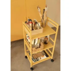 Cache - Metalen rolwagen geel