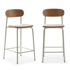 Calicosy - ADRIANA Set van 2 krukken - Grijs - 48x42x66 cm