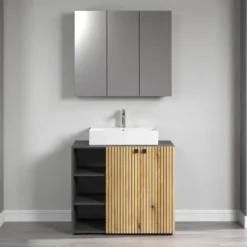 CALICOSY - Badkamerkast met spiegel PUREBLISS - 20x90x80 cm