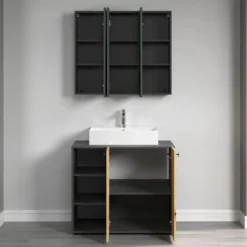 CALICOSY - Badkamerkast met spiegel PUREBLISS - 20x90x80 cm