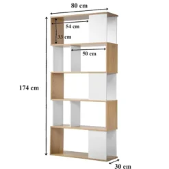Calicosy - Boekenkast Woonkamer - Wit - 29,5x80x173,5 cm