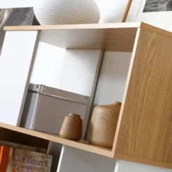 Calicosy - Boekenkast Woonkamer - Wit - 29,5x80x173,5 cm