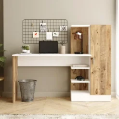 CALICOSY - Bureau met opbergplanken en 1 kast - 40x152,3x120 cm