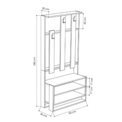 CALICOSY - CHESTER Meubel met 3 planken - Wit - 36x90x180 cm