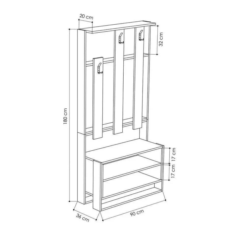 CALICOSY - CHESTER Meubel met 3 planken - Wit - 36x90x180 cm