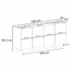 Calicosy - Dressoir ARVEN - Walnoot - 180x45x80 cm