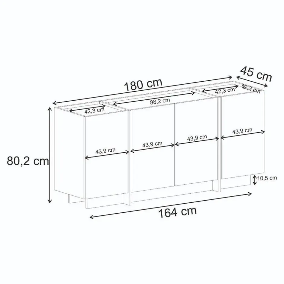 Calicosy - Dressoir ARVEN - Walnoot - 180x45x80 cm