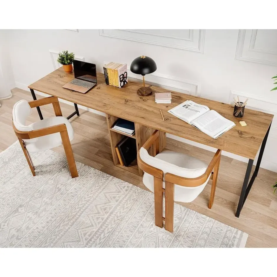 CALICOSY - Dubbel bureau TWIN - Zwart - 74x240x60 cm