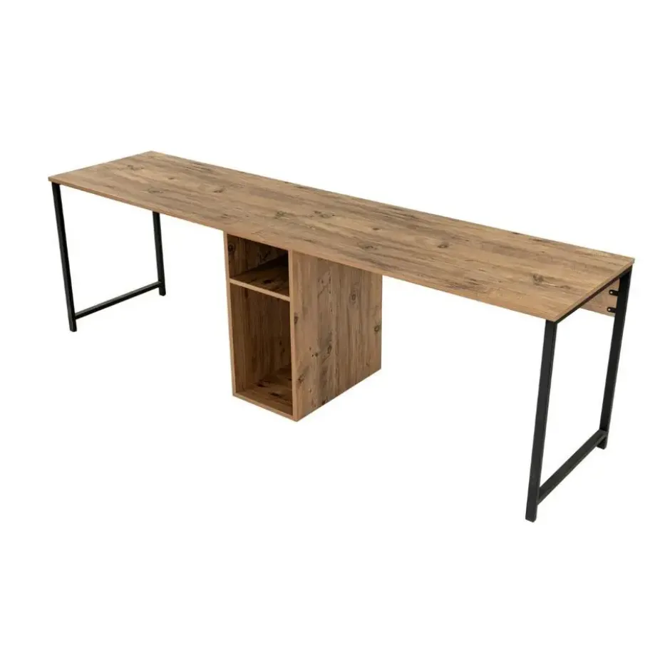 CALICOSY - Dubbel bureau TWIN - Zwart - 74x240x60 cm