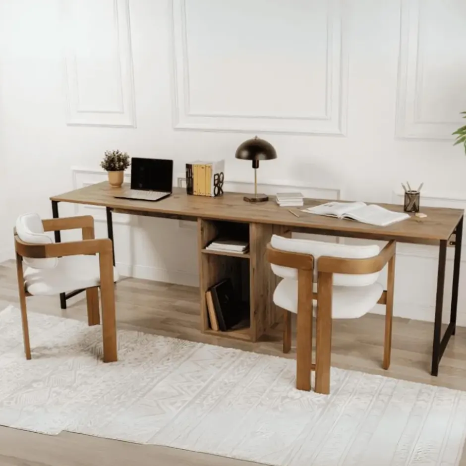 CALICOSY - Dubbel bureau TWIN - Zwart - 74x240x60 cm