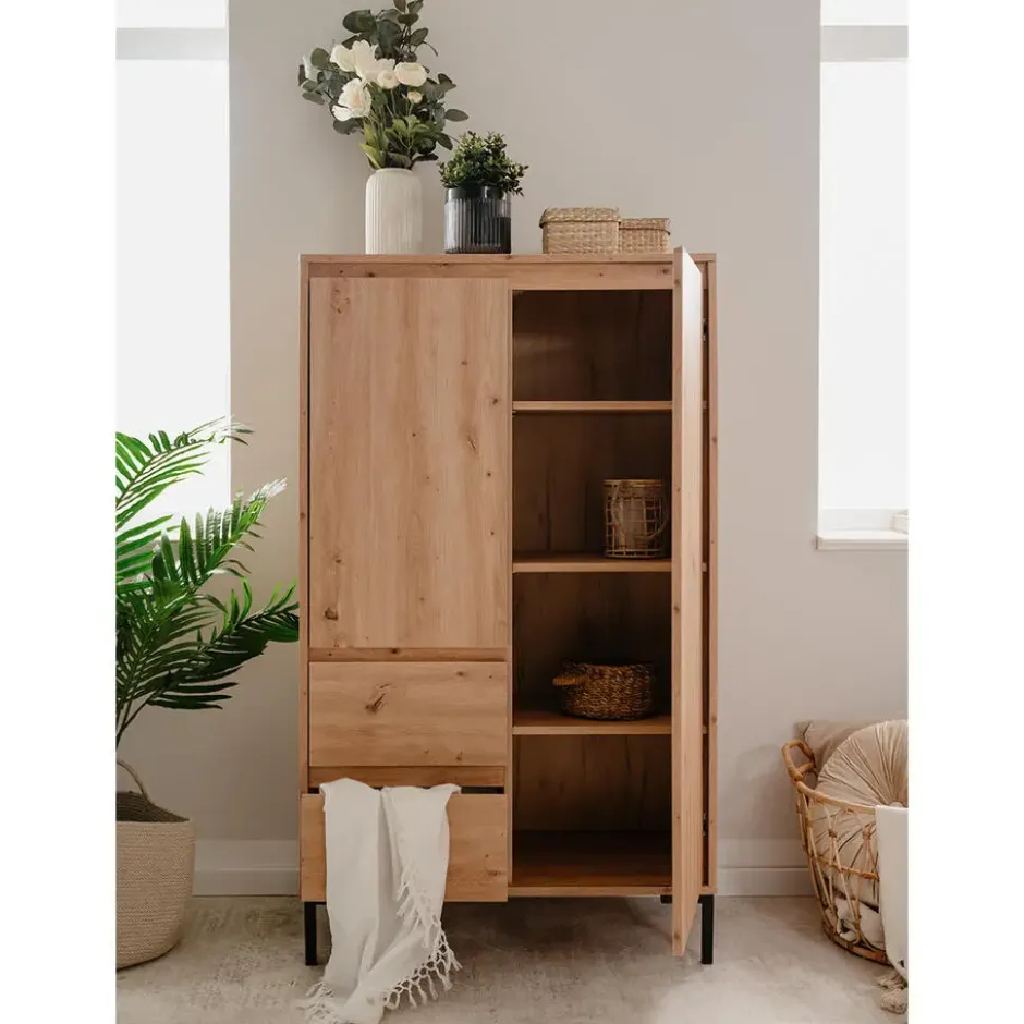 Calicosy - Hoge Buffetkast 2 Deuren Plock - 40x81x139 cm