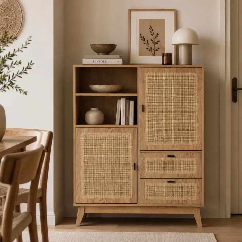 Calicosy - Hoog buffet ALIA - licht hout 100x40x120 cm