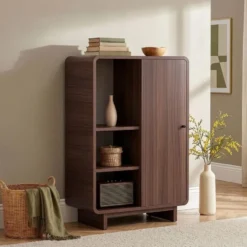 Calicosy - Hoog buffet CELENA - Donker hout 70x34x110 cm