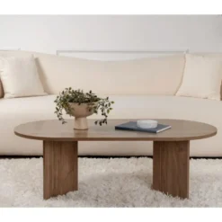Calicosy - IRIS Ovale salontafel L119 cm - Walnoot - 60x119x39,8 cm