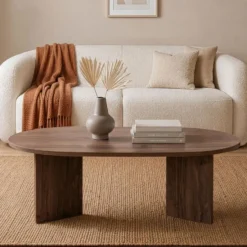 Calicosy - IRIS Ovale salontafel L119 cm - Walnoot - 60x119x39,8 cm