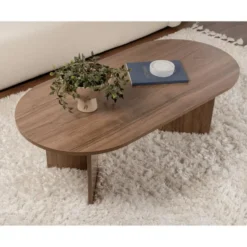 Calicosy - IRIS Ovale salontafel L119 cm - Walnoot - 60x119x39,8 cm