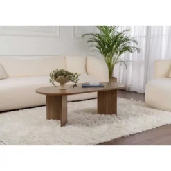 Calicosy - IRIS Ovale salontafel L119 cm - Walnoot - 60x119x39,8 cm
