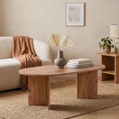 Calicosy - IRIS Ovale salontafel L119 cm - Dennen - 60x119x39,8 cm