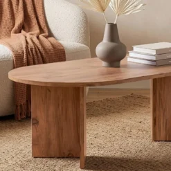 Calicosy - IRIS Ovale salontafel L119 cm - Dennen - 60x119x39,8 cm
