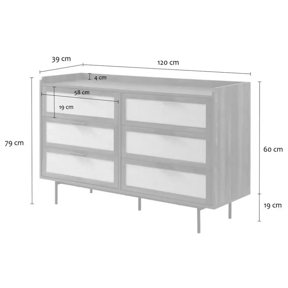 Calicosy - JETSON Commode 6 lades - Notenhout - 120x79x39,5 cm