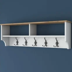 CALICOSY - Kapstok met 2 vakken en 5 haken BROOKE - 2,2x120x37,2 cm