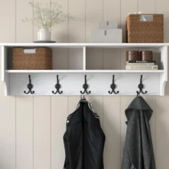 CALICOSY - Kapstok met 2 vakken en 5 haken BROOKE - 2,2x120x37,2 cm