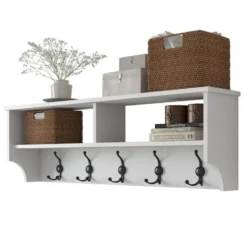 CALICOSY - Kapstok met 2 vakken en 5 haken BROOKE - 2,2x120x37,2 cm