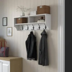 CALICOSY - Kapstok met 2 vakken en 5 haken BROOKE - 2,2x120x37,2 cm