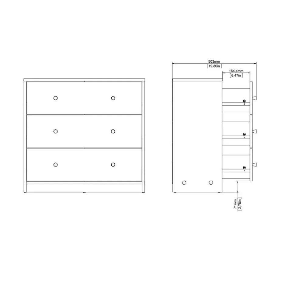 CALICOSY - Ladekast LISE - 68,3x72,4x30,1 cm