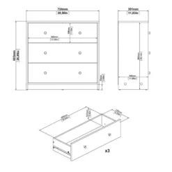 CALICOSY - Ladekast LISE - 68,3x72,4x30,1 cm
